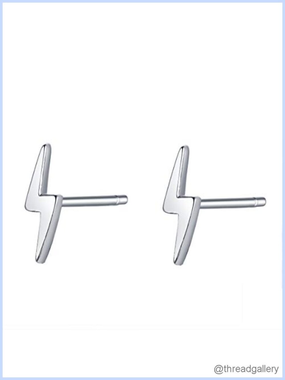 Sterling Silver Lightning Bolt Stud Earrings Minimalist Small